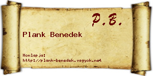 Plank Benedek névjegykártya